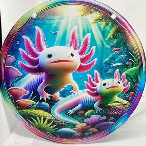 Suncatcher Axolotl Acrylic Decorative Round 6” Home Cabin Kids Decor Gift New